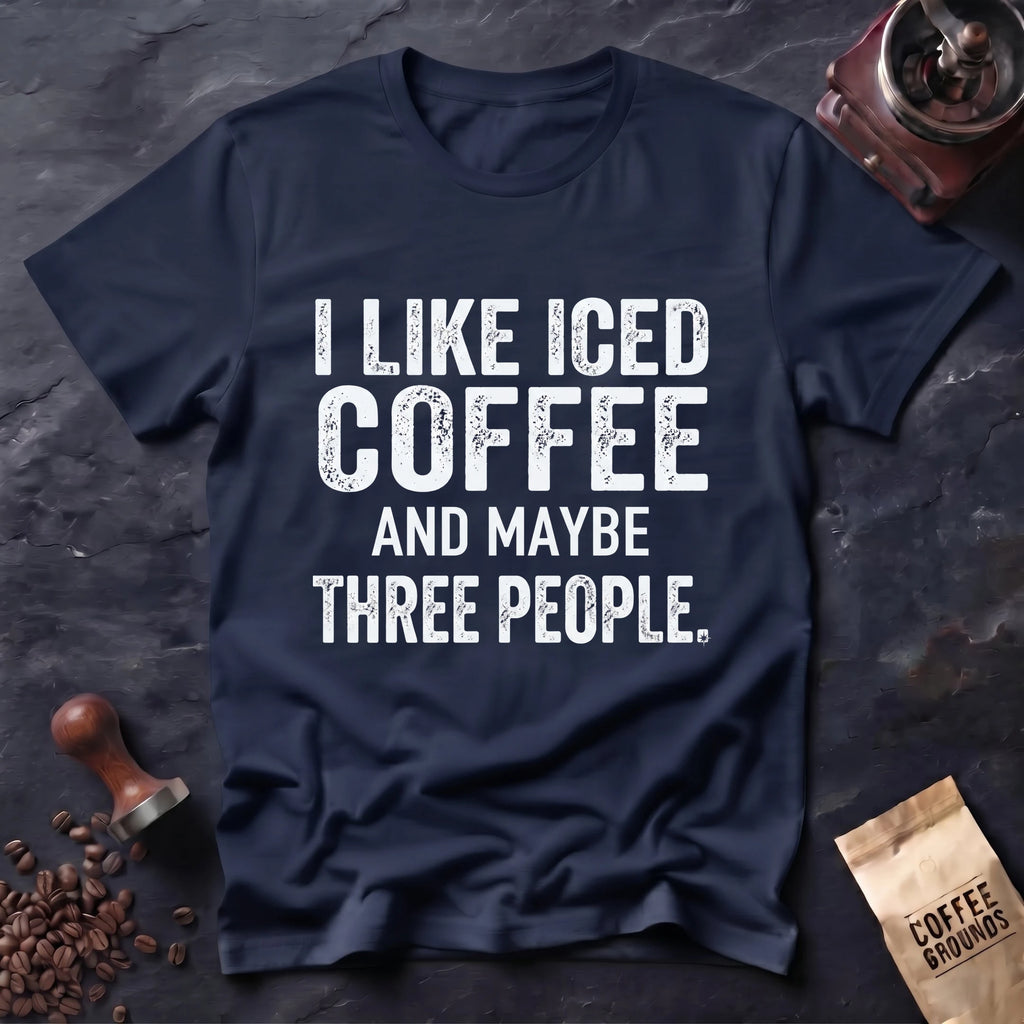 Iced Coffee & Three People Typography T-Shirt