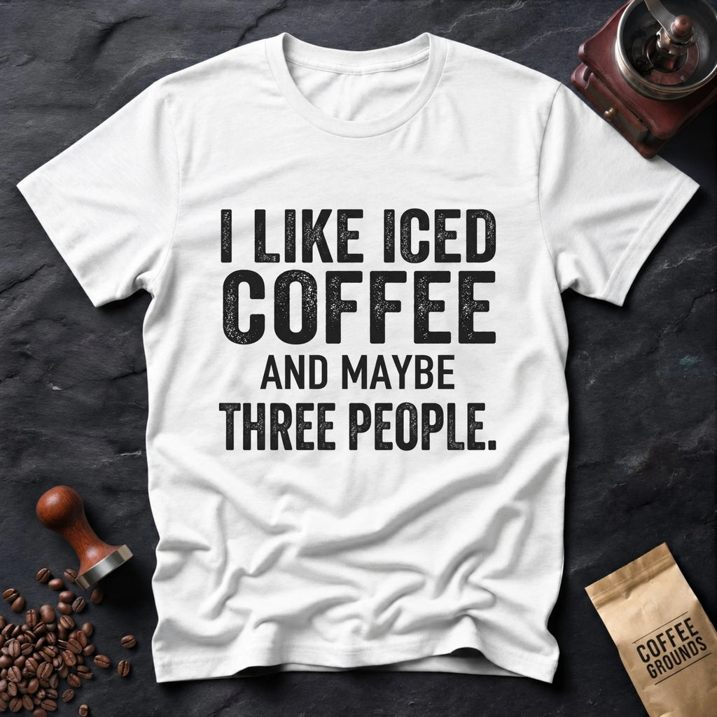 Iced Coffee & Three People Typography T-Shirt